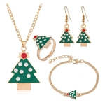 Ficha técnica e caractérísticas do produto Presentes de Natal Gota do petróleo Elk Elm Sinos colar brincos pulseira Ring Set Natal joalheria