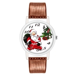 Ficha técnica e caractérísticas do produto Christmas Pattern Quartz Watch Leather Bracelet Wristwatch Gifts for Boys and Girls