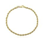 Ficha técnica e caractérísticas do produto Pulseira Cordão Baiano 3mm De 18cm No Ouro 18k