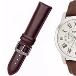 Ficha técnica e caractérísticas do produto Pulseira de Couro Compatível com Relógio Fossil Fs4735 22mm Marrom - Oficina dos Relógios