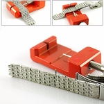 Ficha técnica e caractérísticas do produto Pulseira de relógio de metal profissional Link Strap Strap Remover Pin Ajustador Ferramentas de reparo Wrenche ajustável (Cor: vermelho)