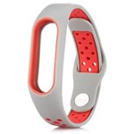 Ficha técnica e caractérísticas do produto Pulseira Extra para Xiaomi Mi Band 2 Ventilada Respirar Pele - Cinza e Vermelho