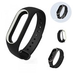 Pulseira Lisa para Relógio Inteligente Mi Band 3 Xiaomi Smartwatch Preto com Branco - Aquiébarato