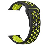 Pulseira Silicone Compatível com Apple 42mm - Preto e Verde Limão