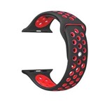 Ficha técnica e caractérísticas do produto Pulseira Silicone Furo para Apple Watch 1 2 3 - 42mm - Preta-Vermelha