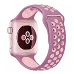 Ficha técnica e caractérísticas do produto Pulseira Silicone Furo para Apple Watch 1 2 3 - 42mm - Roxa-Rosa