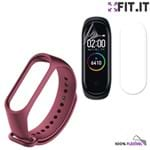 Ficha técnica e caractérísticas do produto Pulseira Silicone Vinho Xiaomi Mi Band 4 + Película Protetora Tela