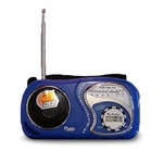 Radio De Bolso Azul Com Relogio Am/ Fm/ Tv/ Data/ Hora