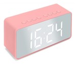 Rádio Relógio Despertador Digital Caixa de Som Bluetooth - Rosa - Aec