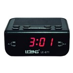 Ficha técnica e caractérísticas do produto Rádio relógio digital com despertador Lelong 671
