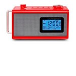 Rádio Relógio Teac Vintage Anos 80 R 5 Despertador AM FM Entrada Auxiliar Vermelho