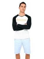 Ficha técnica e caractérísticas do produto Raglan Colleged-branco e Preto-gg