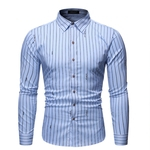 Ficha técnica e caractérísticas do produto Redbey Homens Vertical Stripe de visita do impressão camisa de manga comprida Camisa Casual