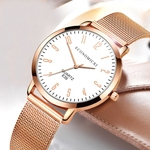 Ficha técnica e caractérísticas do produto Rel¨®gio de pulso de quartzo de a?o ultra fino Ladies Watch Mulheres Rose Gold inoxid¨¢vel