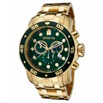 Ficha técnica e caractérísticas do produto Relógio 0075 Pro Diver Dourado Fundo Verde Cronografo