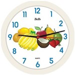Ficha técnica e caractérísticas do produto Relógio 21cm Redondo Econômico Bells Branco Frutas