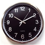 Ficha técnica e caractérísticas do produto Relógio 463 Parede Cromado Preto 25 Cm Silencioso Contínuo