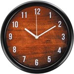 Ficha técnica e caractérísticas do produto Relógio 26cm Redondo Grande Cazza Madeira