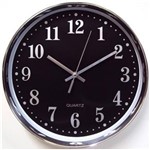 Ficha técnica e caractérísticas do produto Relógio 708 Parede 30cm Sem Tictac Silencioso Preto Cromado