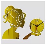 Ficha técnica e caractérísticas do produto Relógio Acrílico Parede Decorativo Escritório Mulher Sala Espelhado Dourado - Agv Criações