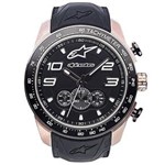 Relógio Alpinestars Tech Dourado Chrono (Pulseira Silicone Preto/ Rosa Ouro)