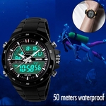 Ficha técnica e caractérísticas do produto Relógio analógico-Digital Led Sports Waterproof Casual relógio de quartzo dos homens