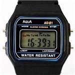 Relogio Aqua Aq-91 C1 Retrô Vintage Aprova Dagua Preto