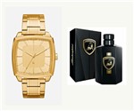 Ficha técnica e caractérísticas do produto Relógio Armani Masculino Dourado + Perfume Lamborghini 100ml