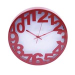 Ficha técnica e caractérísticas do produto Relógio Arredondado Vermelho 30x30cm