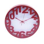 Ficha técnica e caractérísticas do produto Relógio Arredondado Vermelho 30x30cm