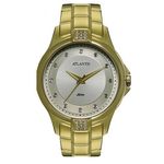 Ficha técnica e caractérísticas do produto Relógio Atlantis Dourado Fundo Prata Com Detalhes Em Strass - G3412