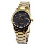 Relogio Atlantis Feminino B3477 Dourado Fundo Preto