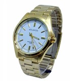 Relogio Atlantis Masculino Social Dourado G3336 Fundo Azul