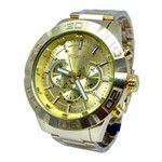 Relogio Atlantis Oversize Dourado J3481 Fundo Dourado