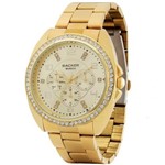 Relógio Backer Feminino Dourado Cristais Aço 3419545F Ch