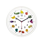 Ficha técnica e caractérísticas do produto Relógio Bells Branco Desenho Frutas Borda Branca, Diam 25,8 Cm