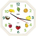 Relógio Bells Frutas Octagonal com Borda Branca