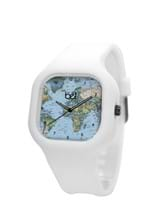 Relógio Bewatch Mapa Mundi Pulseira Silicone Branco