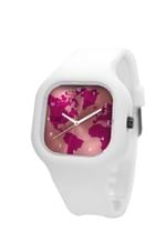 Relógio Bewatch Mapa Mundi Rosa Pulseira Silicone Branco