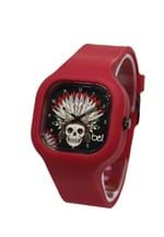 Relógio Bewatchoficial Caveira Indiana Skull Pulseira de Silicone Vinho