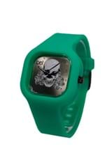 Relógio Bewatchoficial Caveira Pirata Pulseira de Silicone Verde Esmeralda