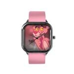 Relógio Bewatchoficial Pantera Cor de Rosa Pulseira de Couro Rosa