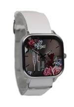 Relógio Bewatchoficial Pulseira de Couro Branco Floral Be You