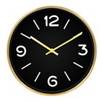 Ficha técnica e caractérísticas do produto Relógio BLACK Plastico Dourado Preto Diâm 25 Cm Ilunato ZQ0019