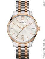 Ficha técnica e caractérísticas do produto Relógio Bulova Feminino Prata e Rosé Fundo Perolado Wb22373s