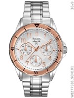 Ficha técnica e caractérísticas do produto Relógio Bulova Feminino Prata e Rosé Wb27798s