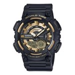Ficha técnica e caractérísticas do produto Relógio Casio AEQ-110BW-9AVDF Preto Dourado