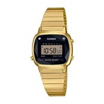 Ficha técnica e caractérísticas do produto Relógio Casio Feminino LA670WGAD 1DF Dourado Original