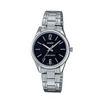 Relogio Feminino Casio Pequeno Prata com Fundo Preto