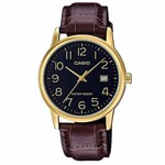 Ficha técnica e caractérísticas do produto Relogio Casio Masculino Mtp-v002gl 1bu Dourado Couro Marrom